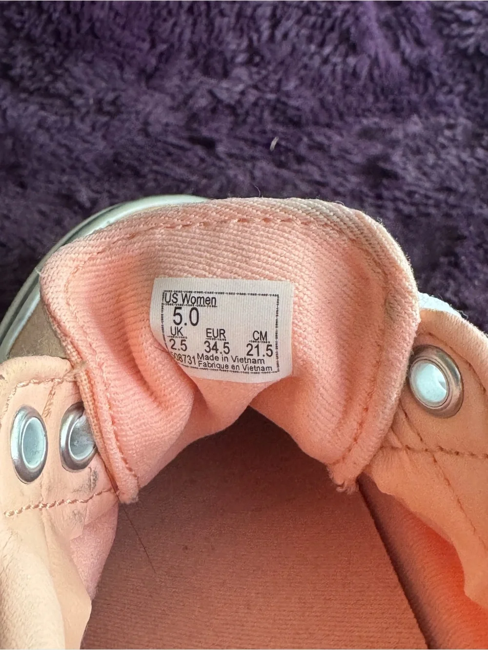Vans - Peach Canvas Low Top Sneakers with White Stripe